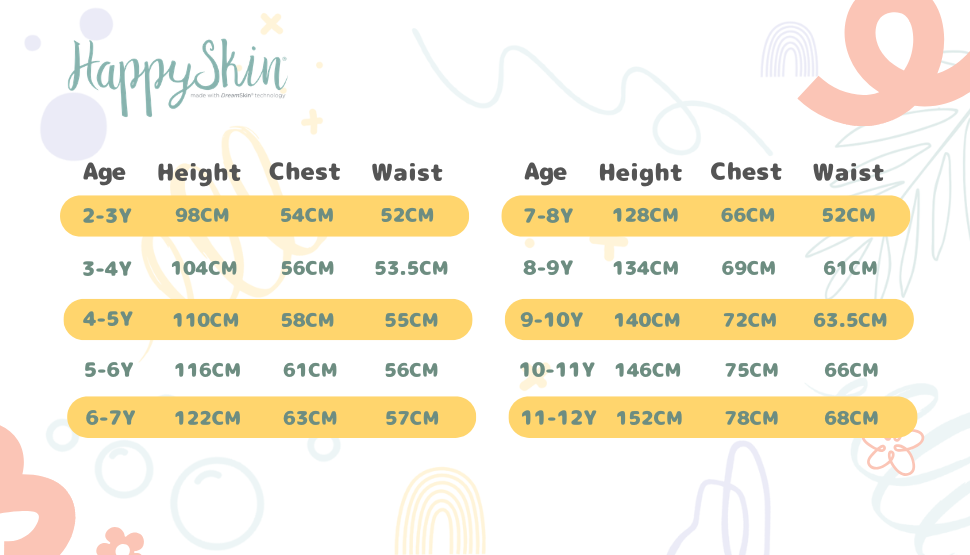 Children's size chart